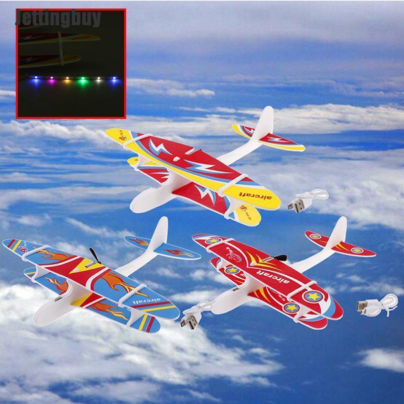 Jettingbuy Electric plane led foam airplane hand launch throwing glider