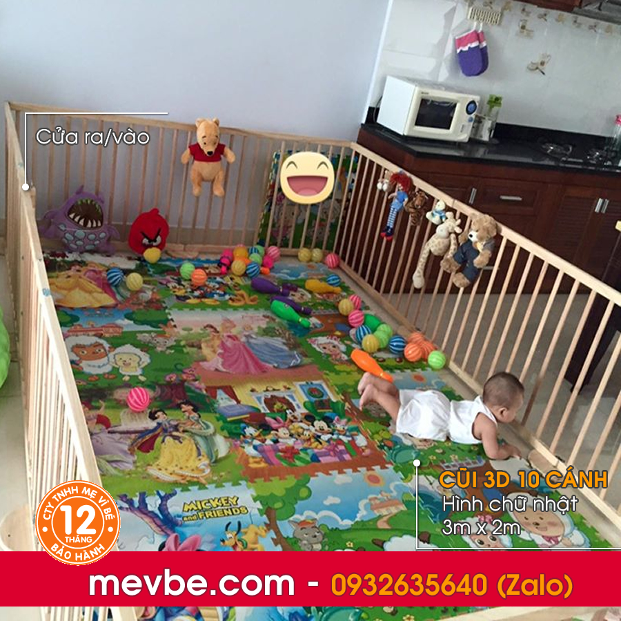Cũi quây 3d 10 cánh xuất khẩu - mẹ vì bé