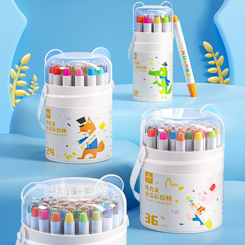 Hộp Màu Sáp Lụa Màu Dầu An Toàn Không Dính Bẩn Tay Có Tay Cầm An Toàn Cho Bé Silky Crayon