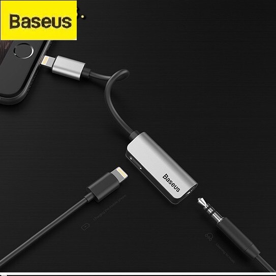 Baseus L32 Jack âm thanh 2 trong 1 cho iPhone từ Lighting sang jack 3.5mm và Lightning. Hỗ trợ nghe nhạc và sạc đồng thời