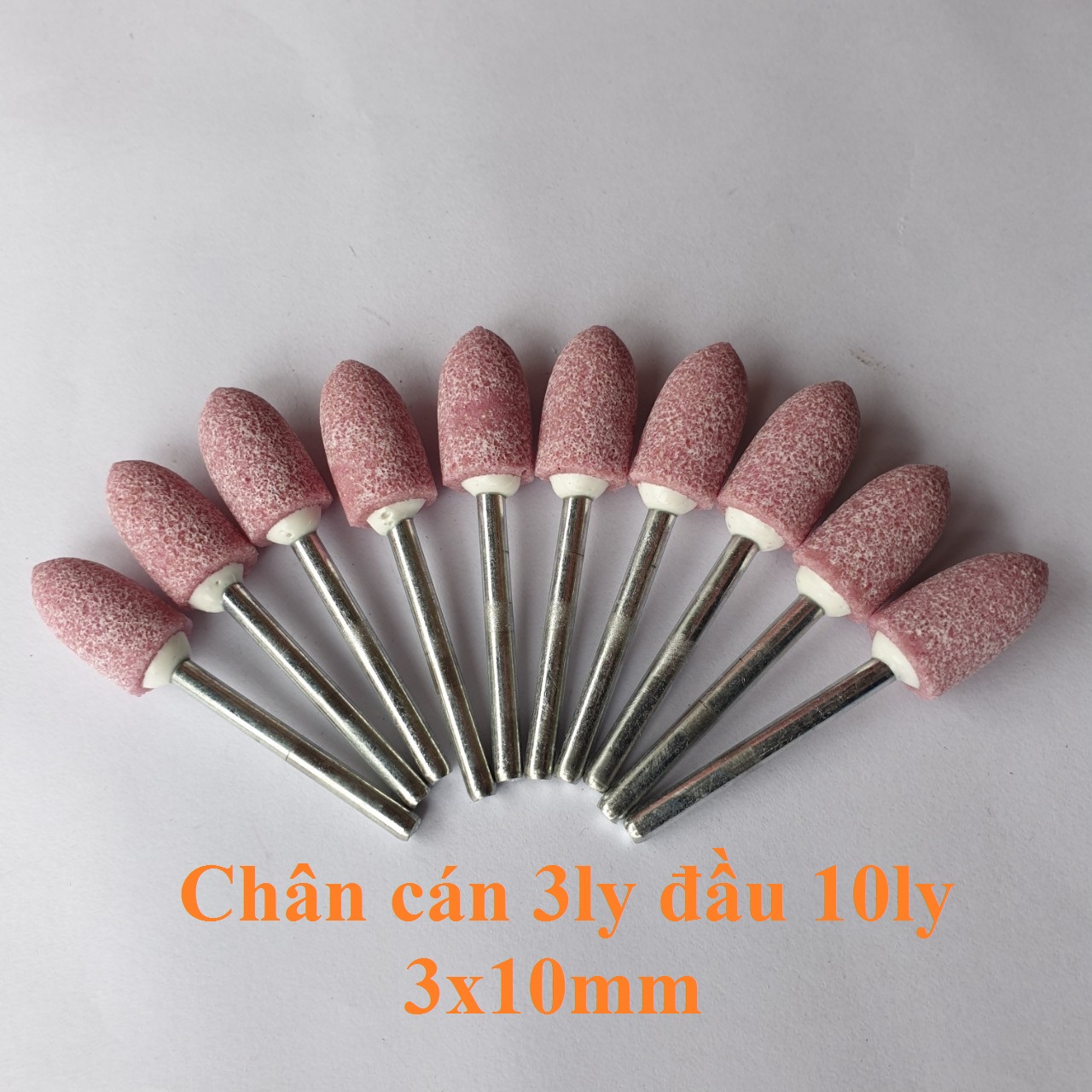 10 Mũi đá mài hình trụ tròn đầu mini 3x10mm - đầu đá mài mini chân 3ly đầu 10ly