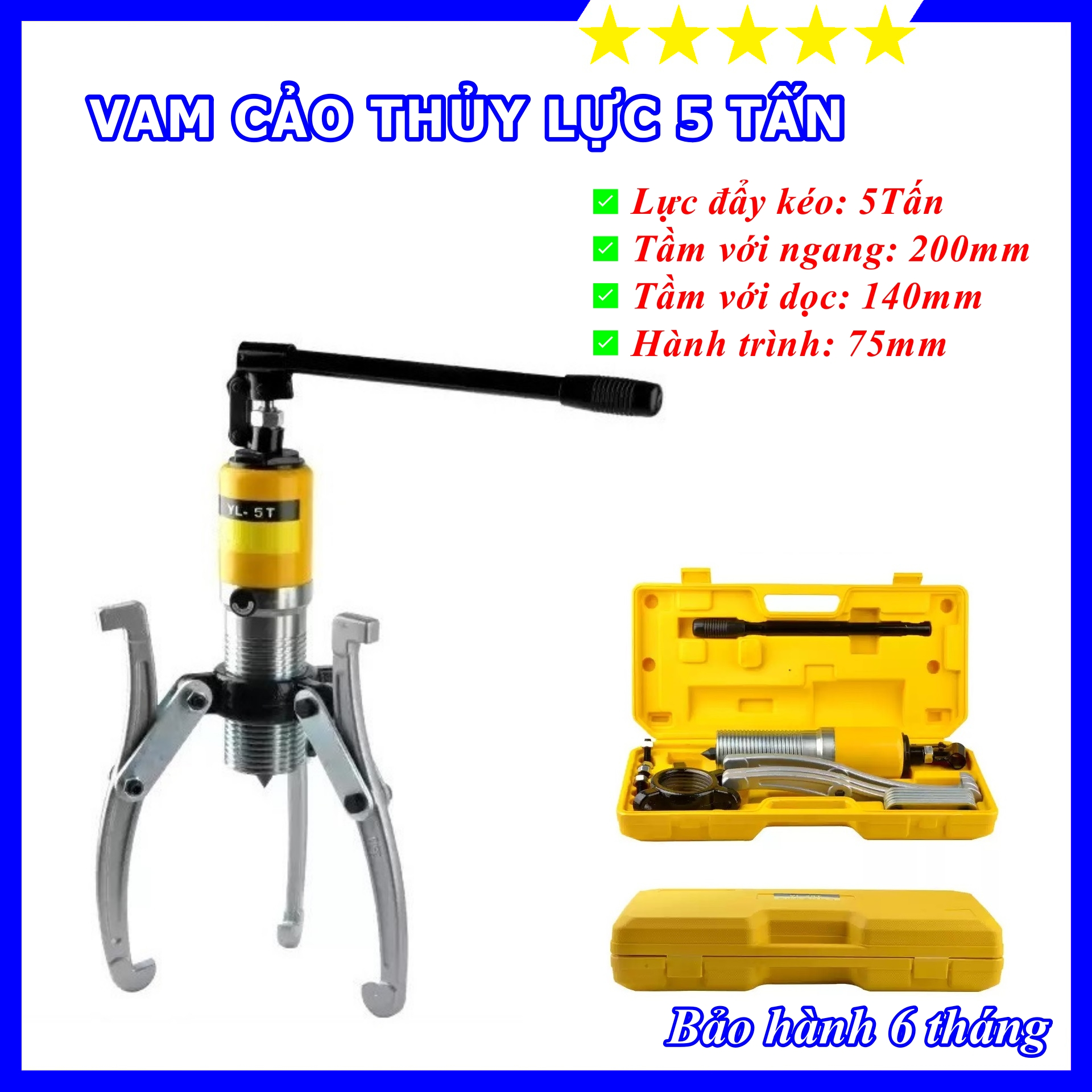 Cảo thủy lực - vam cảo vòng bi thủy lực 5 tấn zyl5 - tự định tâm, tích hợp sẵn bơm tay - hàng nội địa cao cấp - bảo hành toàn quốc 6 tháng