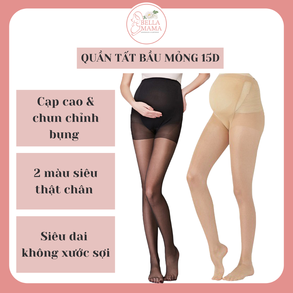 Quần tất bầu mỏng 15d siêu mỏng,dai co dãn, không rách sợi- hàng loại 1. quần tất cho mẹ bầu có chun chỉnh bụng free size 45-75kg