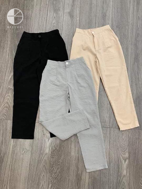 Quần baggy đũi chun sau giả khóa