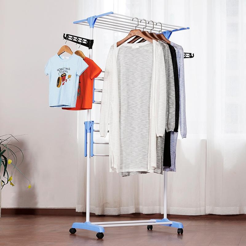 Khung treo quần áo 6 cánh có bánh xe, giá treo quần áo