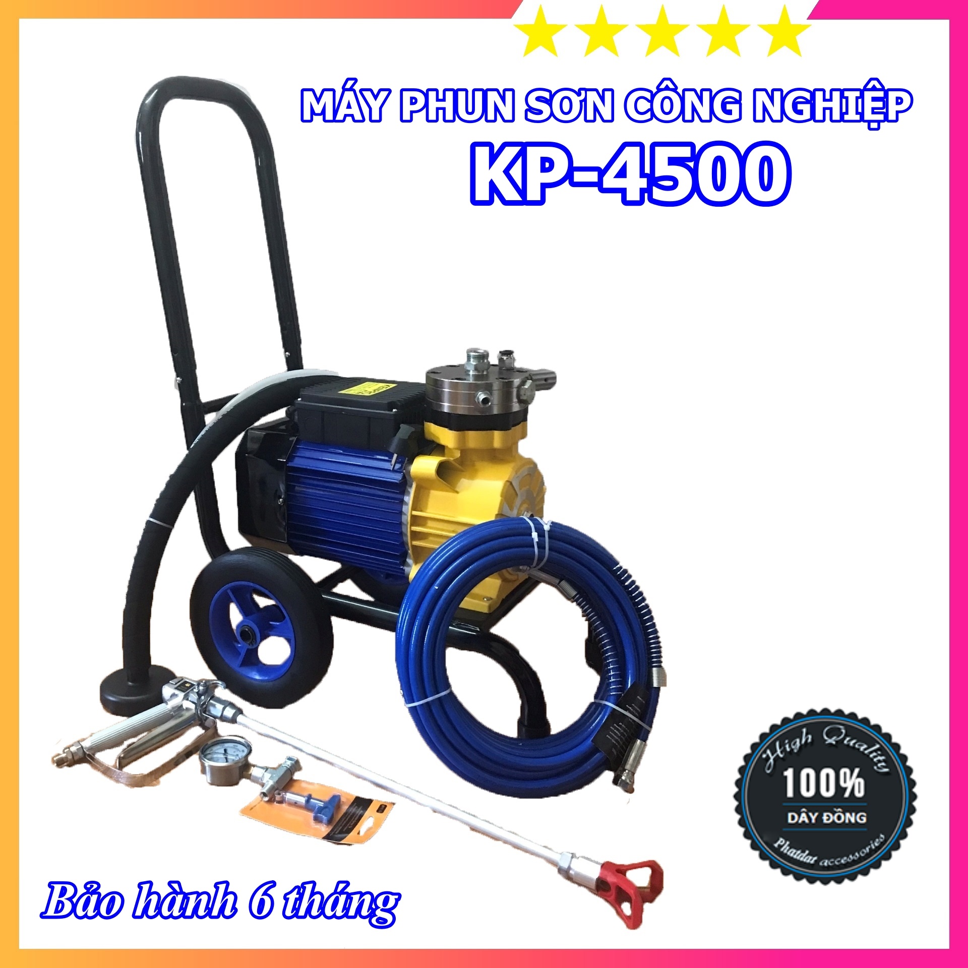 Máy phun sơn công nghiệp kp-4500 - máy phun sơn chuyên dụng có thể phun được hầu hết các loại sơn - đầy đủ phụ kiện - bảo hành 6 tháng
