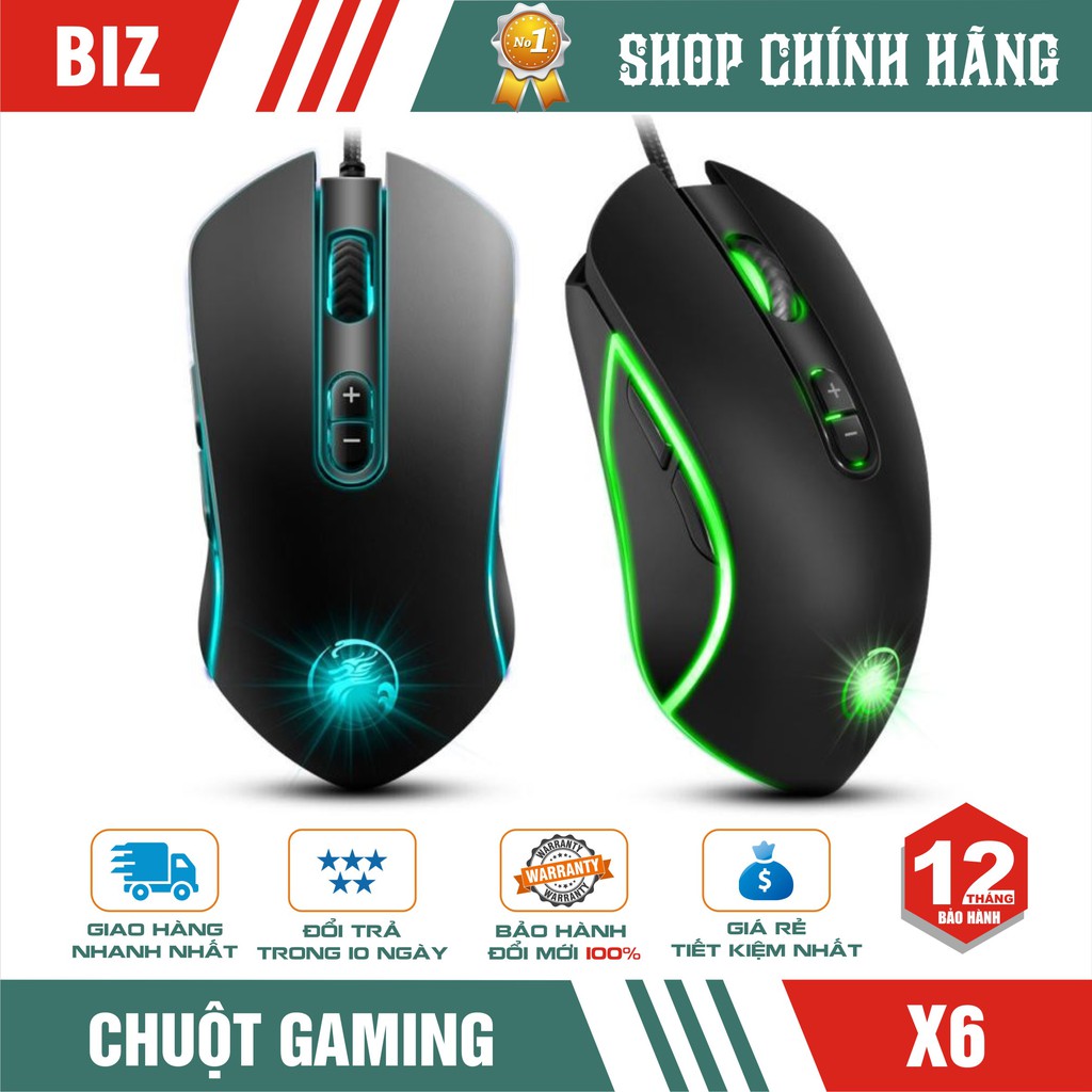 Chuột gaming Imice X6 6400 Dpi - led Rgb đổi màu - bảo hành 12 tháng !!! chất lượng đảm bảo an toàn đến sức khỏe người sử dụng cam kết hàng đúng mô tả