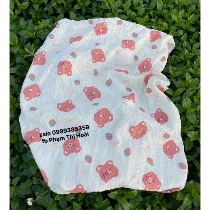 Vải xô muslin cao cấp con gấu bear may váy áo siêu xịn,mềm mát