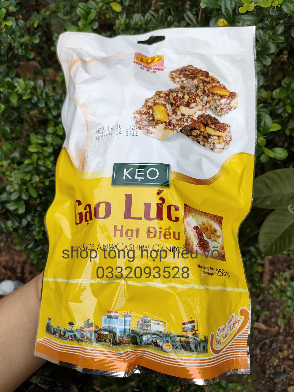 Kẹo gạo lức hạt điều tân huê viên 250g - giòn xốp ít ngọt