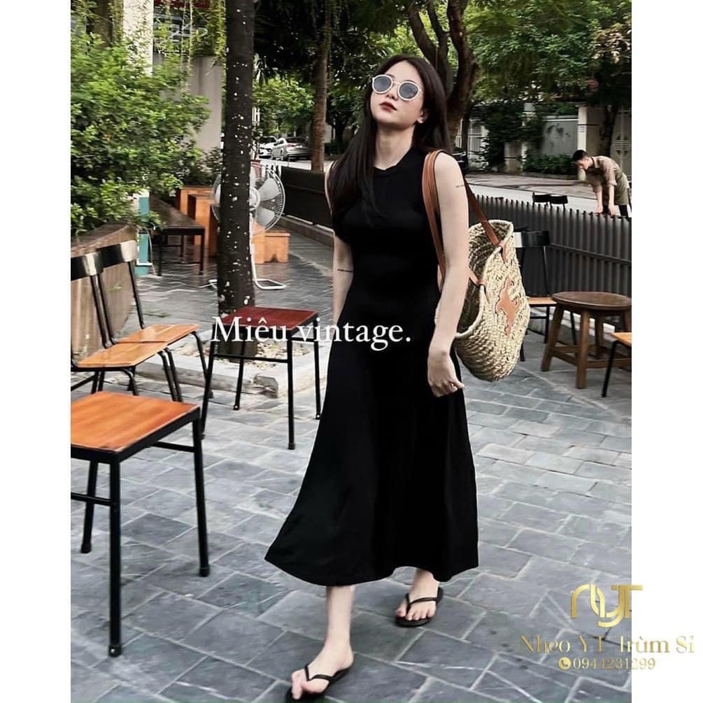 Đầm nữ sát nách cổ tròn dáng dài chân váy xòeváy nữ dáng dài kiểu hàn