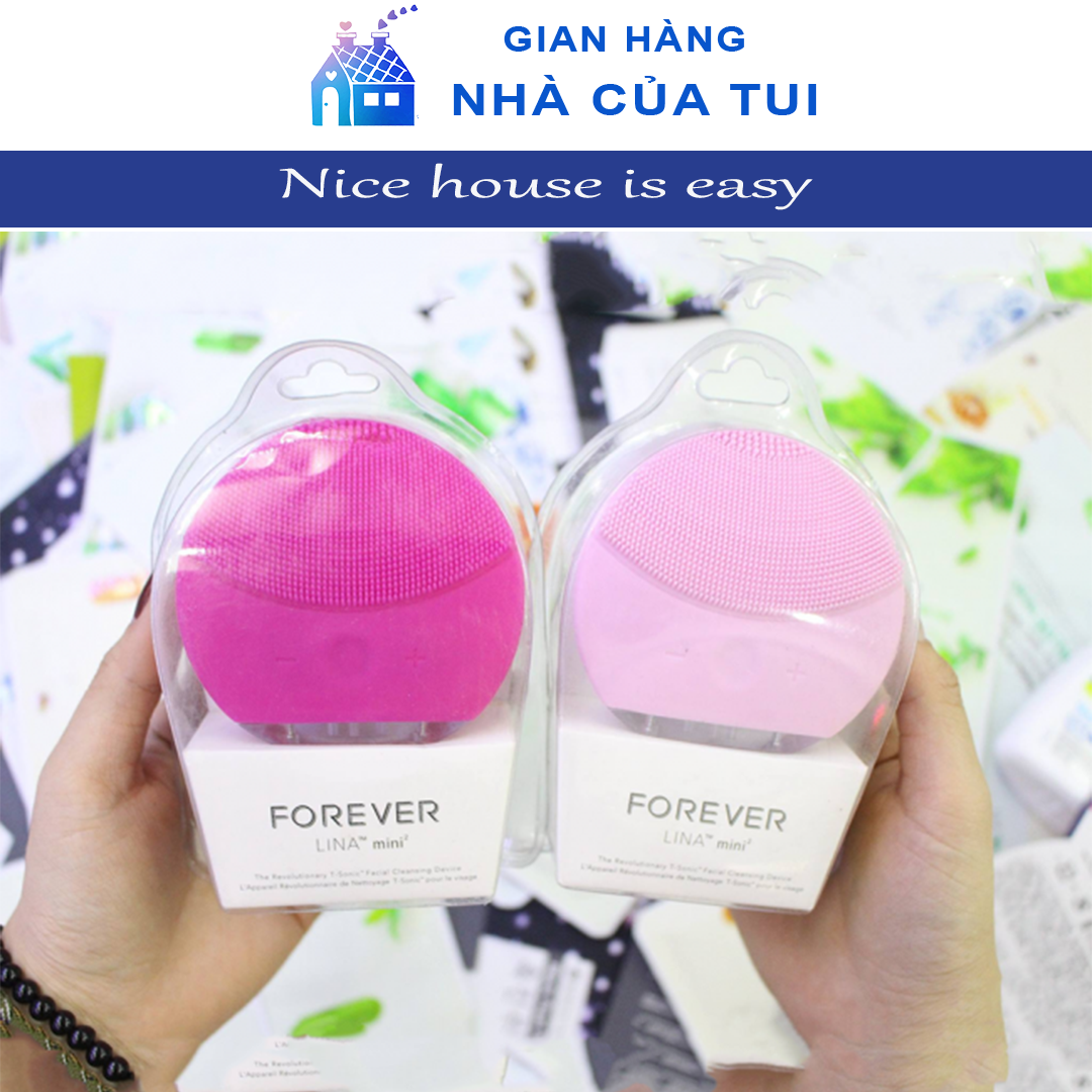 Máy rửa mặt, massage mặt, 9 cấp độ rung forever lina mini gai silicon giúp làm sạch da mặt hiệu quả