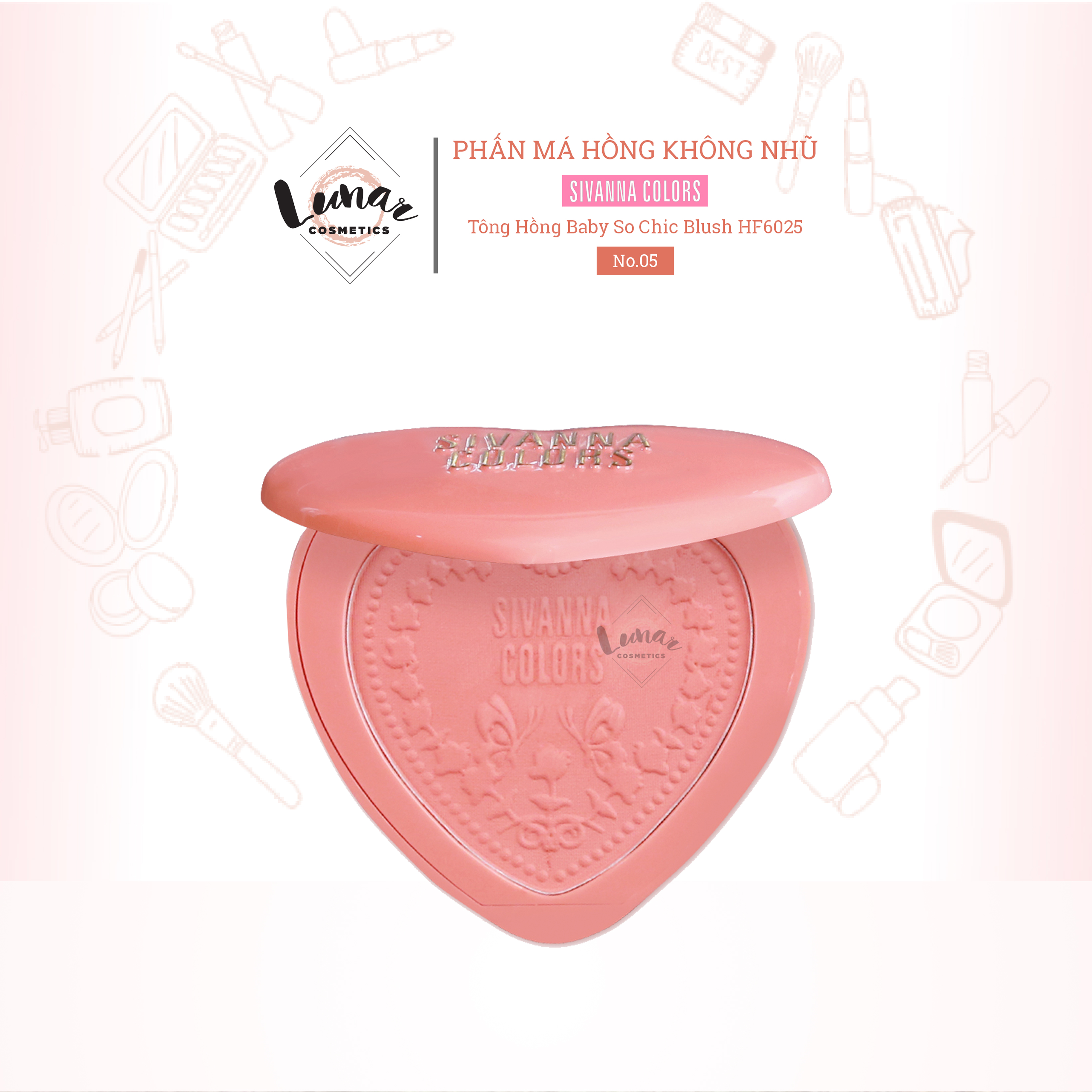 Phấn má hồng lì không nhũ sivanna colors tông hồng baby so chic blush hf6025 no.05