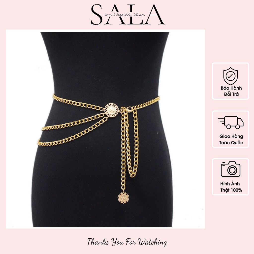 Thắt Lưng Nữ 🔥ẢNH SHOP TỰ CHỤP - HÀNG LOẠI 1🔥 Đai Váy Belt Khoá Xích Siêu Sang Chảnh Bền Đẹp - Vàng/Trắng  ❤️Sala Shop❤️