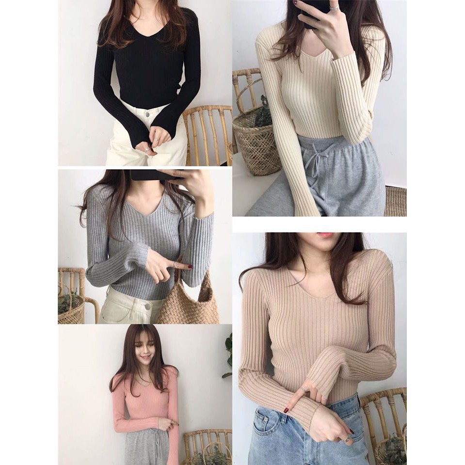Áo len cổ tim siêu hot, siêu xinh