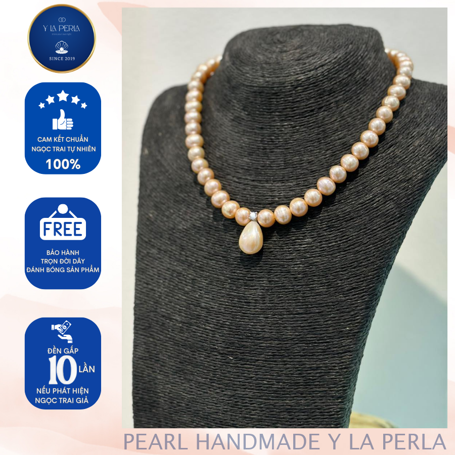 Chuỗi ngọc trai 10 ly còn mặt dây 14 ly - hàng tuyển 1- dây chuyền ngọc trai - ngọc trai y la perla - 100% ngọc trai thiên nhiên - bảo hành trọn đời