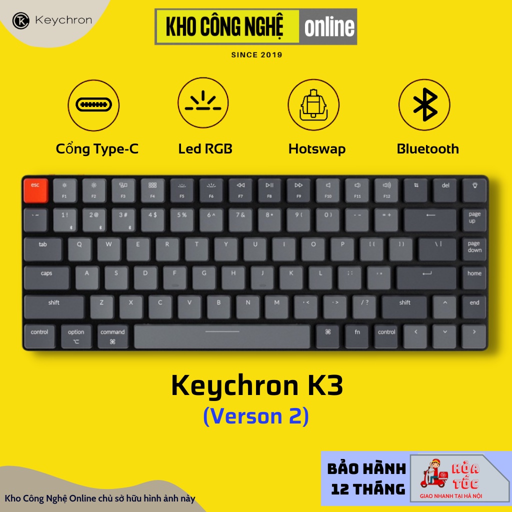 [Mã 158ELSALE giảm 7% đơn 300K] Keychron k3 - Bàn phím cơ Keychron K3 siêu mỏng hotswap (version 2)