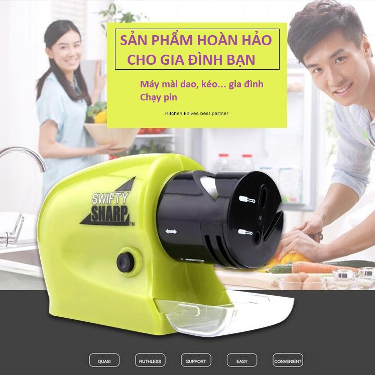Máy mài dao, mài kéo chạy pin, Dụng cụ mài dao, kéo - Máy mài dao kéo PIN Swifty Sharp ứng công nghệ tiên tiến. Sản phẩm có thiết kế nhỏ gọn, dể dàng sử dụng, vệ sinh