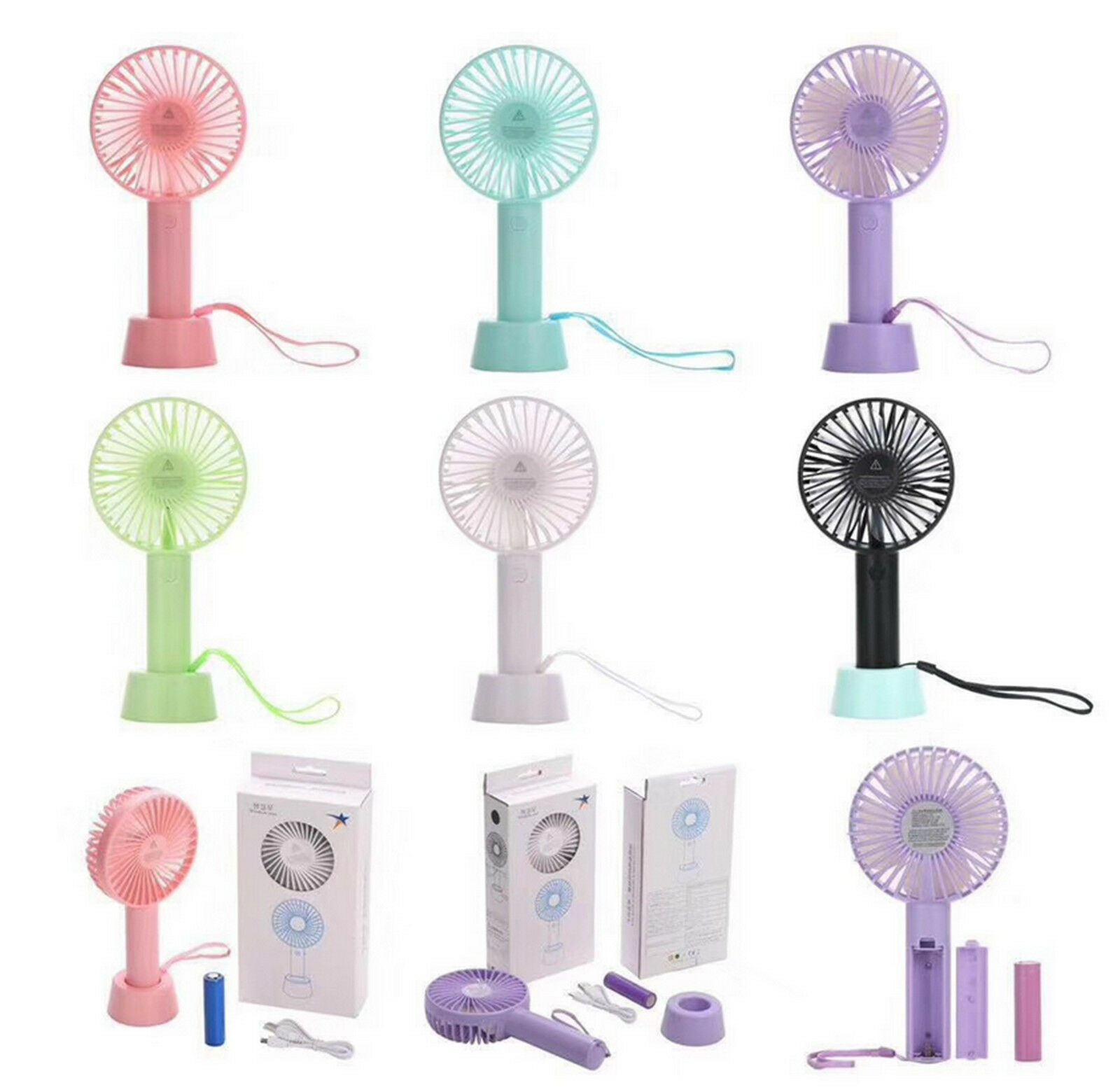 ( Sỉ 10 quạt ) Quạt Mini Fan Có Pin Sạc Cầm Tay Tuỳ Chỉnh 3 Cấp Độ Siêu Mát Hàn Quốc(Nhiều Màu có đế tặng kèm )