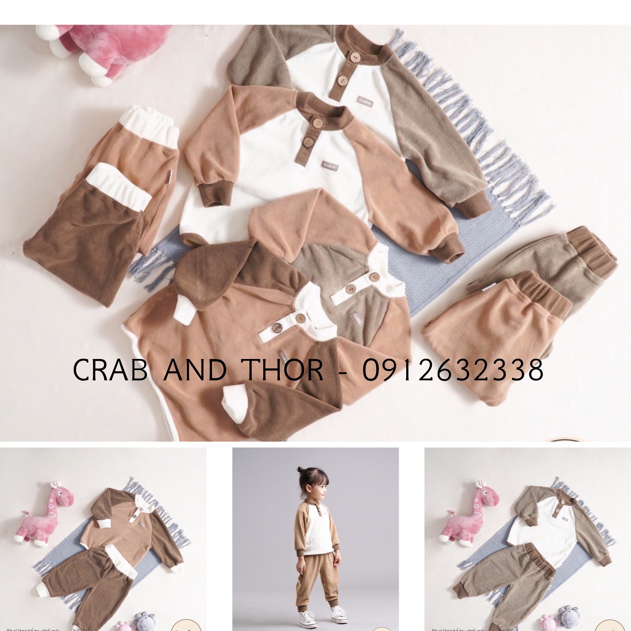 Bộ quần áo nỉ lông Cookie 1-5Y cho bé trai bé gái