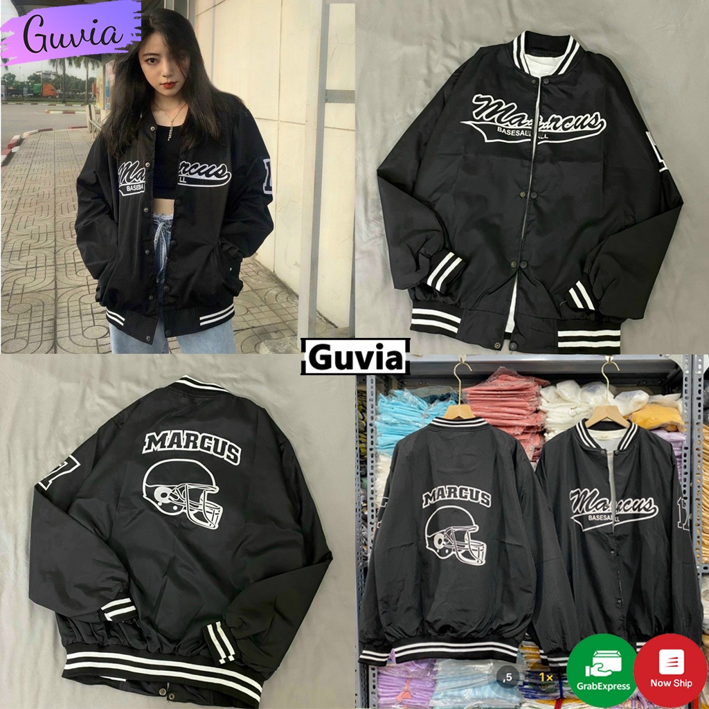 Áo khoác bomber dù mc marcus form rộng 2 lớp nam nữ unisex guvia