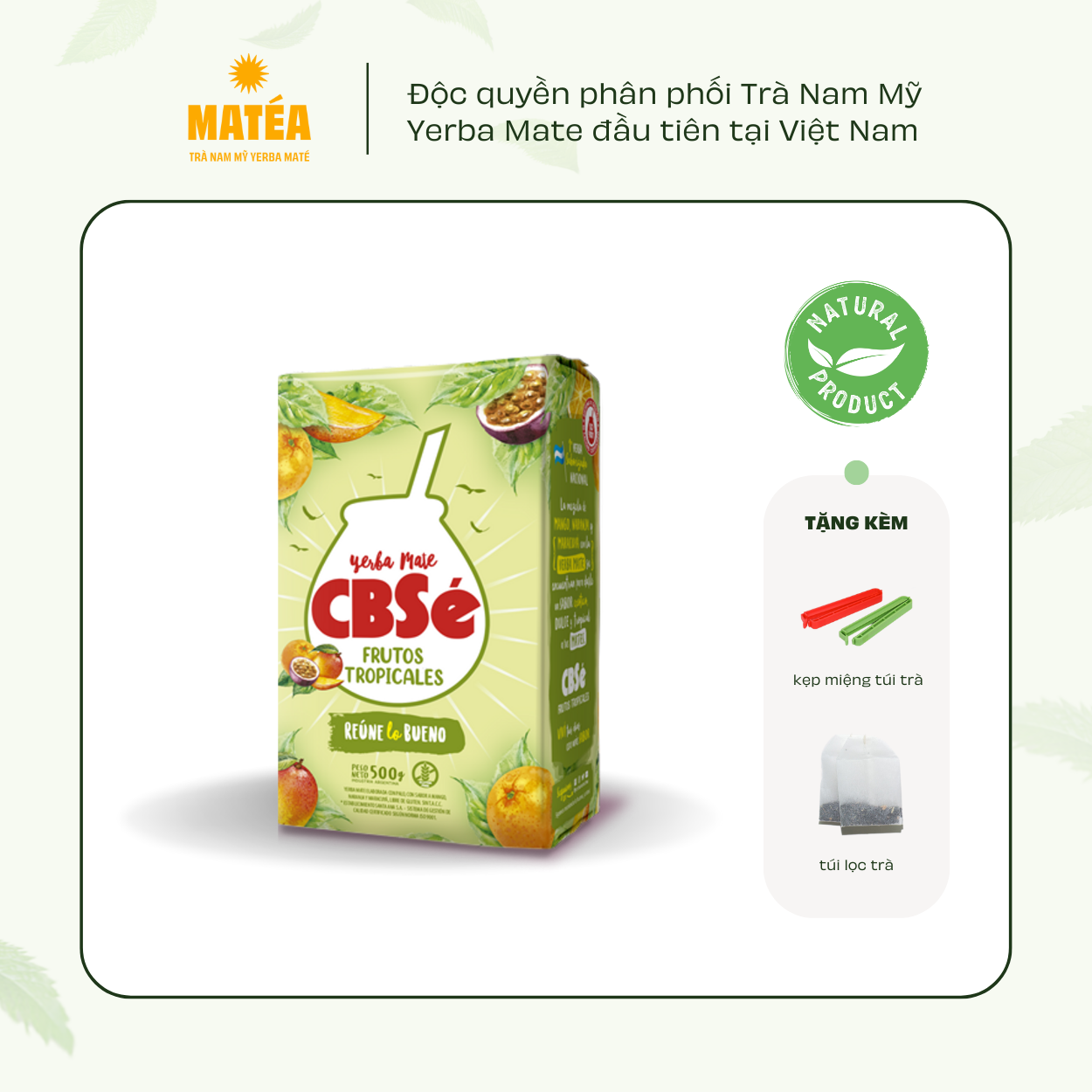 Trà yerba mate vị hoa quả nhiệt đới 500gr - cbse frutos tropicales - trà nam mỹ - tặng kẹp trà + túi lọc