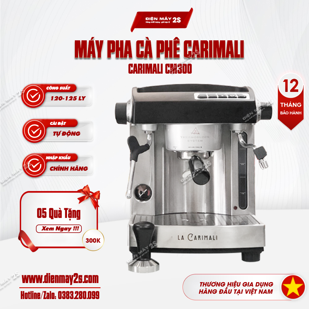 Máy pha cafe, máy pha cà phê Carimali CM300 thương hiệu Italia - công suất 120-140ly - sử dụng cho quán cà phê, văn phòng...-Bảo hành 01 năm - Hàng công nghệ Italia sản xuất 2023 - Giá tốt