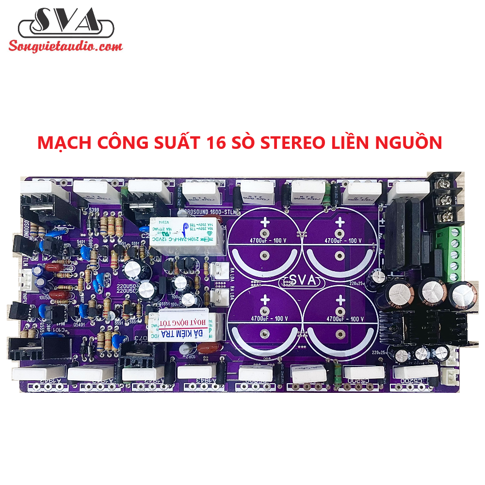MẠCH CÔNG SUẤT 16 SÒ LIỀN NGUỒN STEREO (2 KÊNH) PHÍP THỦY TINH - 1 MẠCH