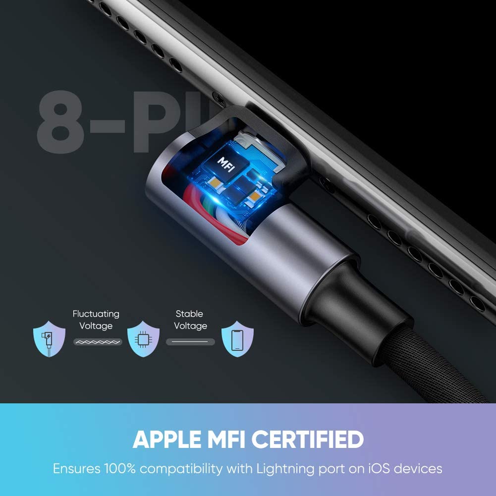 Cáp sạc cổng Lightning cho iPhone/iPad dây bện một đầu vuông góc 90 độ dài 1m US299 Cáp sạc cổng Lightning cho iPhone/iPad dây bện một đầu vuông góc 90 độ dài 1m US299