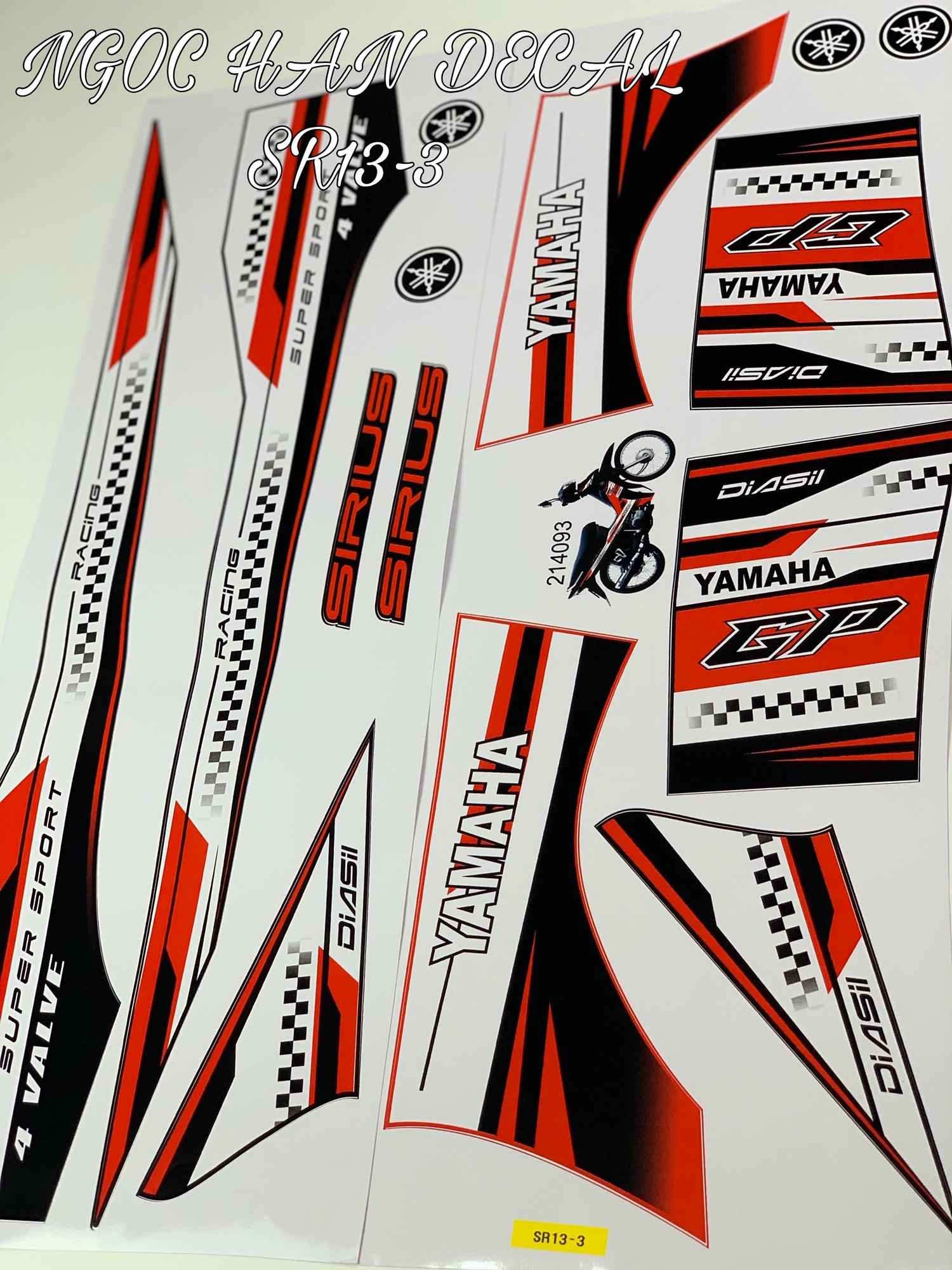 Tem chế nguyên bộ diasil racing màu đỏ đen cho xe sirius -- ngọc hân decal