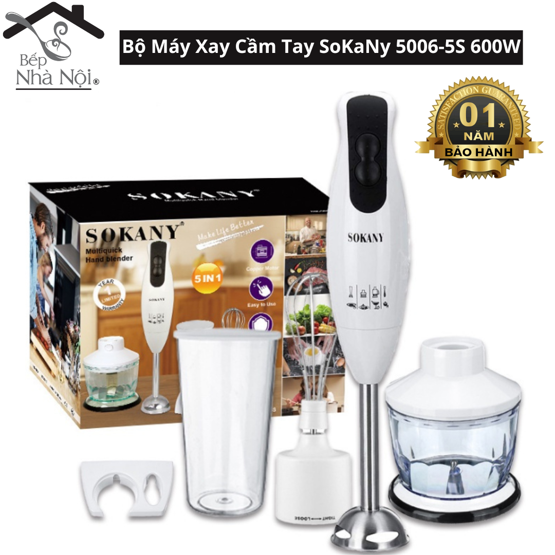 Máy xay cầm tay sokany đa năng sm-5006-5s. máy xay sinh tố cầm tay. máy xay đa năng. máy đánh trứng, kết cấu an toàn,bảo hành 1 năm