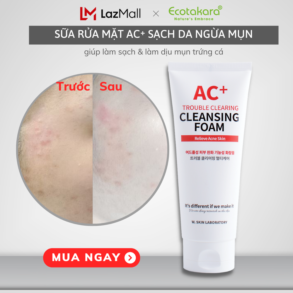 Sữa rửa mặt cho da dầu mụn ac+ clearing cleansing foam xuất xứ hàn quốc