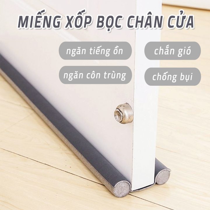 Miếng xốp bọc chân cửa chắn gió chống bụi, ngăn tiếng ồn, ngăn côn trùng, thanh xốp chắn khe cửa, nẹp xốp bịt đáy cửa 93cm dùng cho khe cửa dưới 20mm