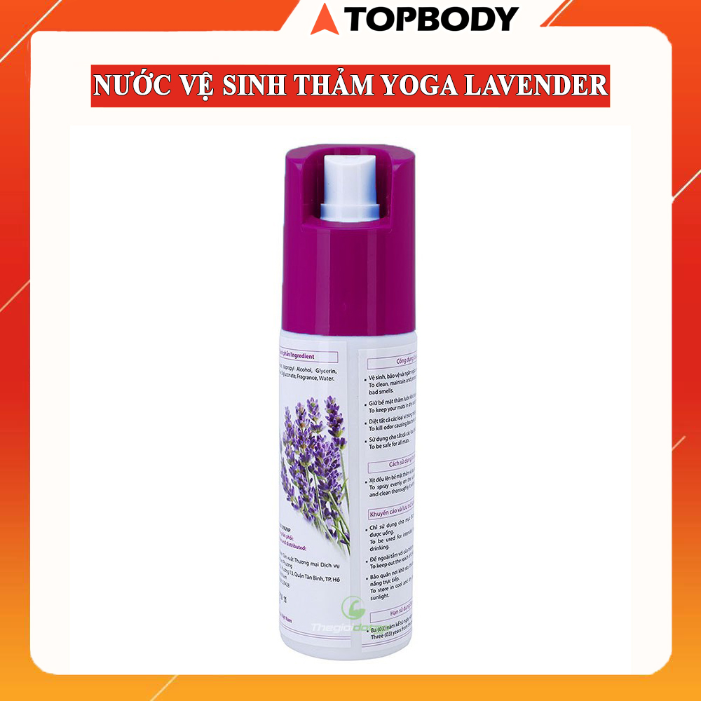 NƯỚC VỆ SINH THẢM YOGA, NƯỚC LAU THẢM CAO CẤP HƯƠNG LAVENDER 100ml TOPBODY-CLEAR01