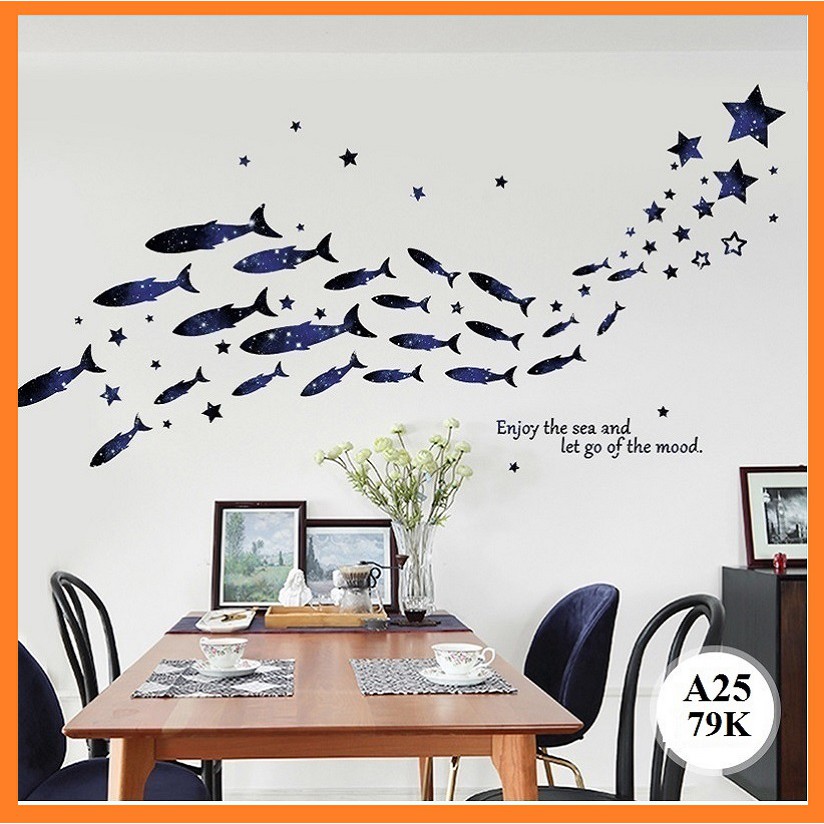 Decal dán tường Đàn cá A25 - Decal dán tường Hàn Quốc
