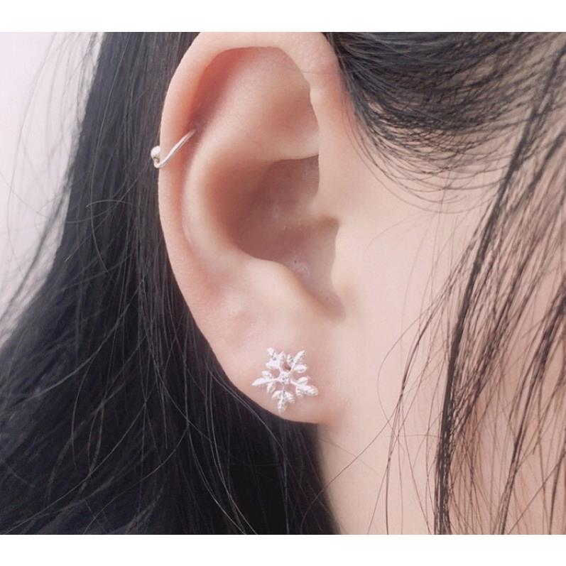 Bông tai Bạc nữ Bông Hoa Tuyết chất liệu Bạc 925