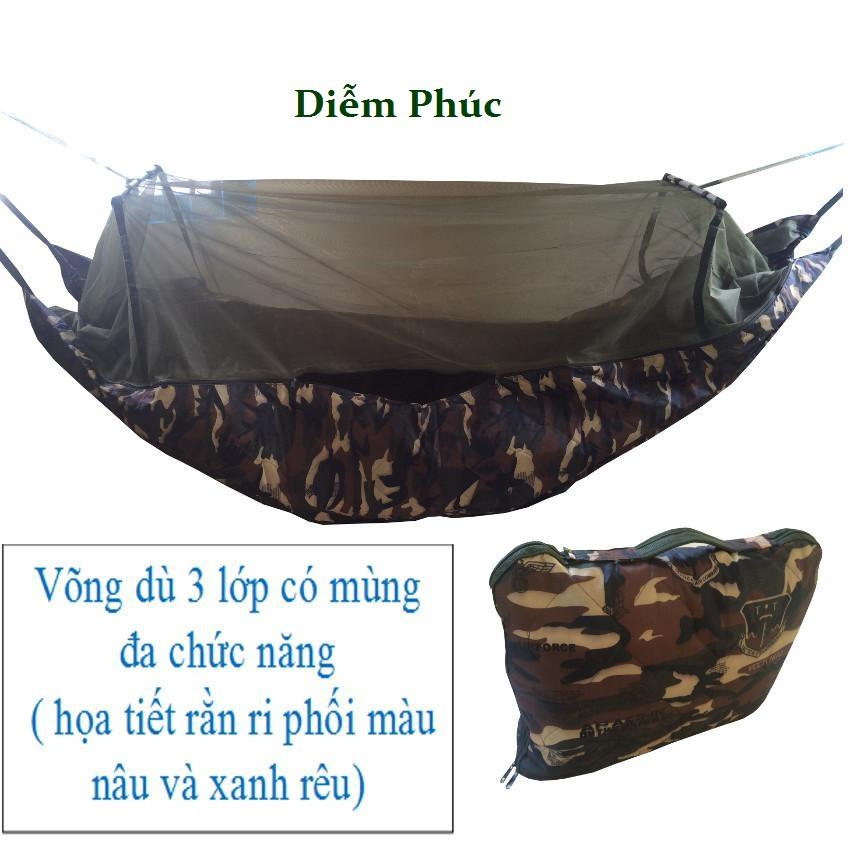 [HCM]Võng Mùng Du Lịch Võng Công Trình Có Mùng 3 Lớp Cỡ Đại Hàng A Dài 2.5m Võng Mùng Đi Phượt Diễm Phúc