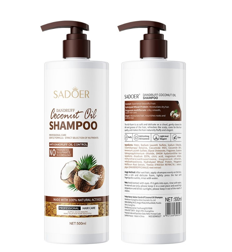 Dầu Gội SADOER Tinh Chất Dừa 500ML, Ngăn Chặn Gàu Tích Tụ, Lấy Lại Độ Đàn Hồi Cho Tóc, Kích Thích Tóc Mọc Nhanh Và Nhiều Hơn