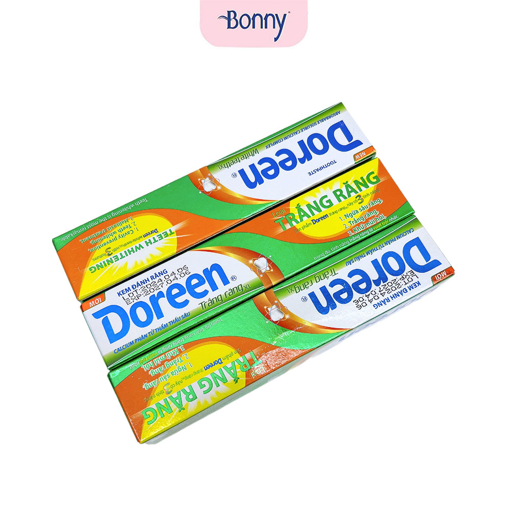 Kem đánh răng Doreen, kem đánh răng trắng răng, kem Doreen ngừa sâu răng, khử mùi hôi, tuýp 45g nhỏ gọn tiện lợi.