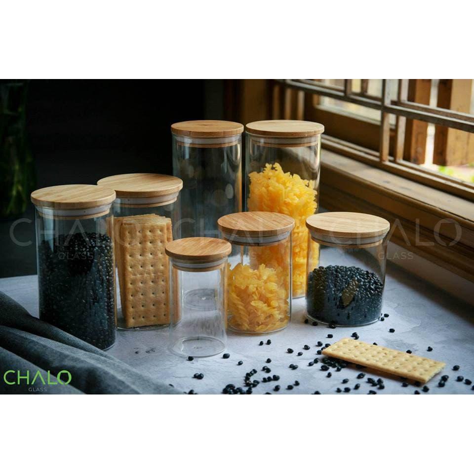 Lọ thủy tinh borosilicate nắp gỗ 450ml