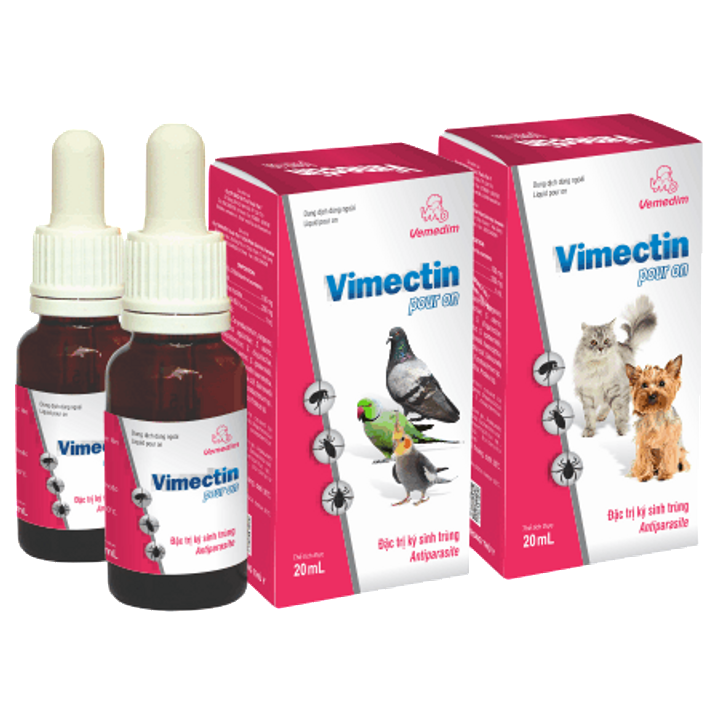 Vemedim vimectin pour on - dung dịch dùng ngoài - đặc trị ký sinh trùng. phòng, trị ve, bọ chét, mạt cho chó, mèo, gia cầm.