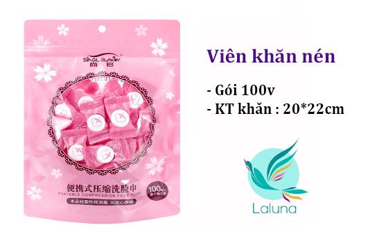 Viên khăn nén Gói 100v tiện lợi đi du lịch, đi chơi ,v,v