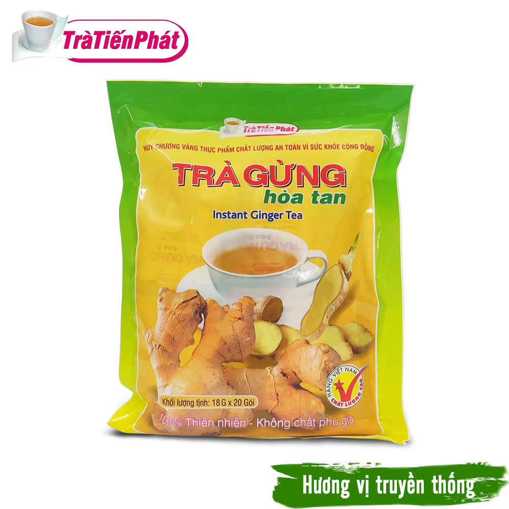 Trà Gừng Hòa Tan Túi 360g (20 Gói x 18g) Giúp Giảm Đau Bụng Do Lạnh Nhiễm Lạnh Tay Chân - Trà Tiến Phát