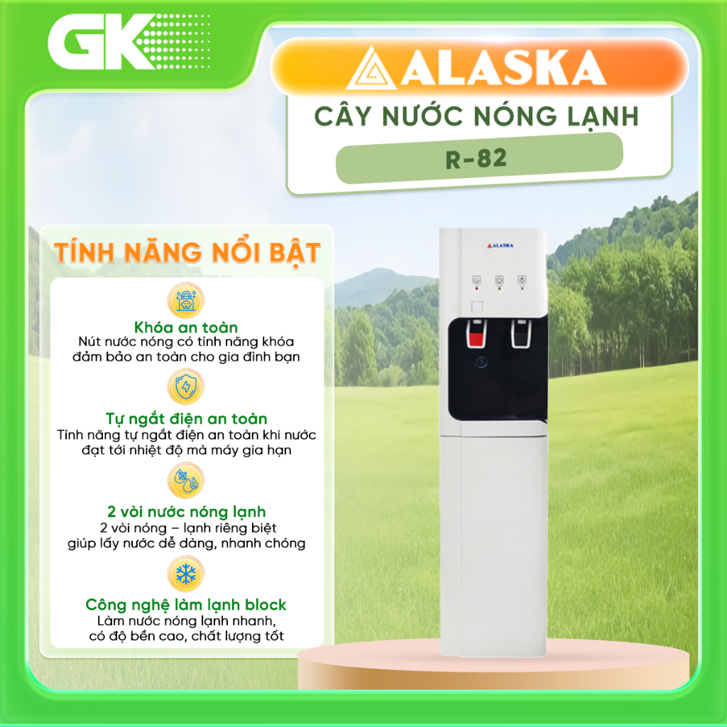 Cây Nước Nóng Lạnh Alaska R-82 - Bình Úp 15kg, Kích Thước 310x260x1040mm