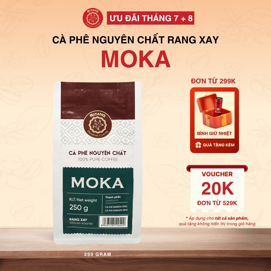 Cà phê rang xay rita võ cafe moka 250g
