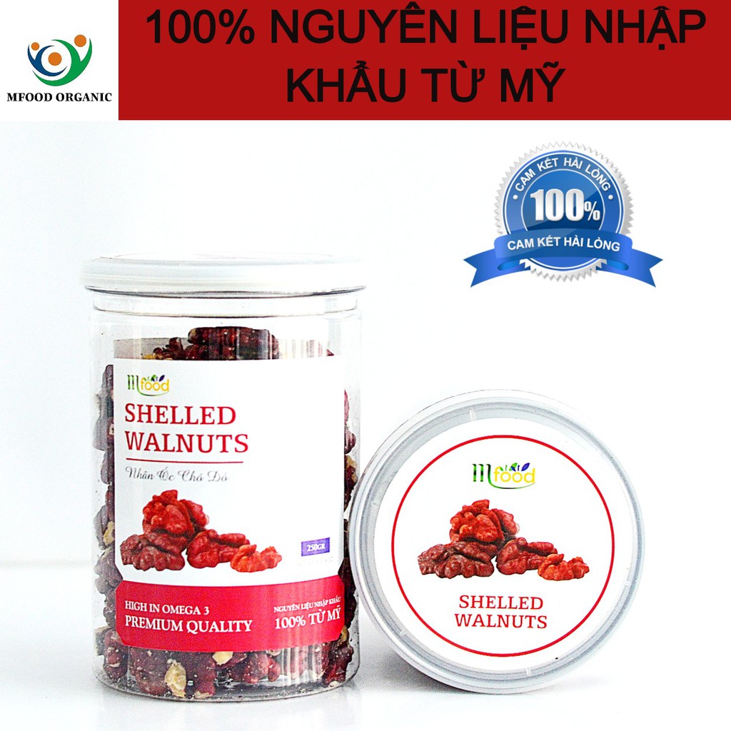 Nhân quả óc chó đỏ mỹ hũ 250gram - thương hiệu mfood
