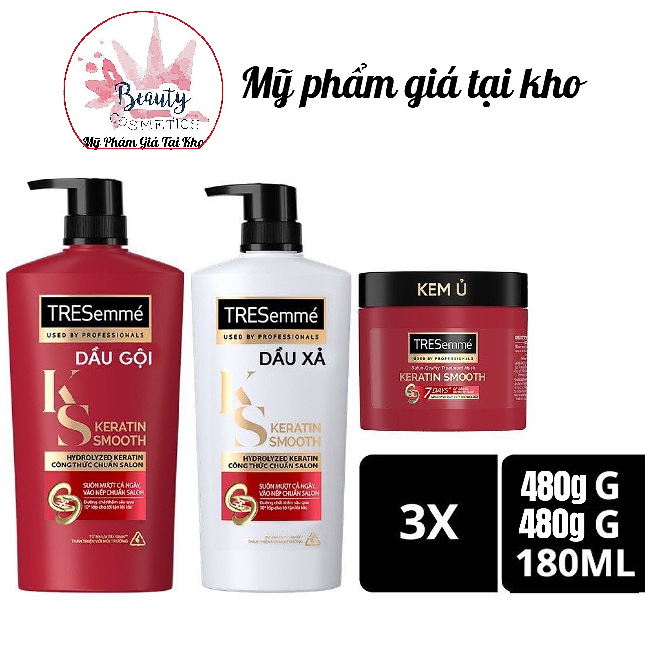[HCM]combo Dầu Gội+ xả Tresemmé Keratin Smooth Vào Nếp Mượt Mà (340g)