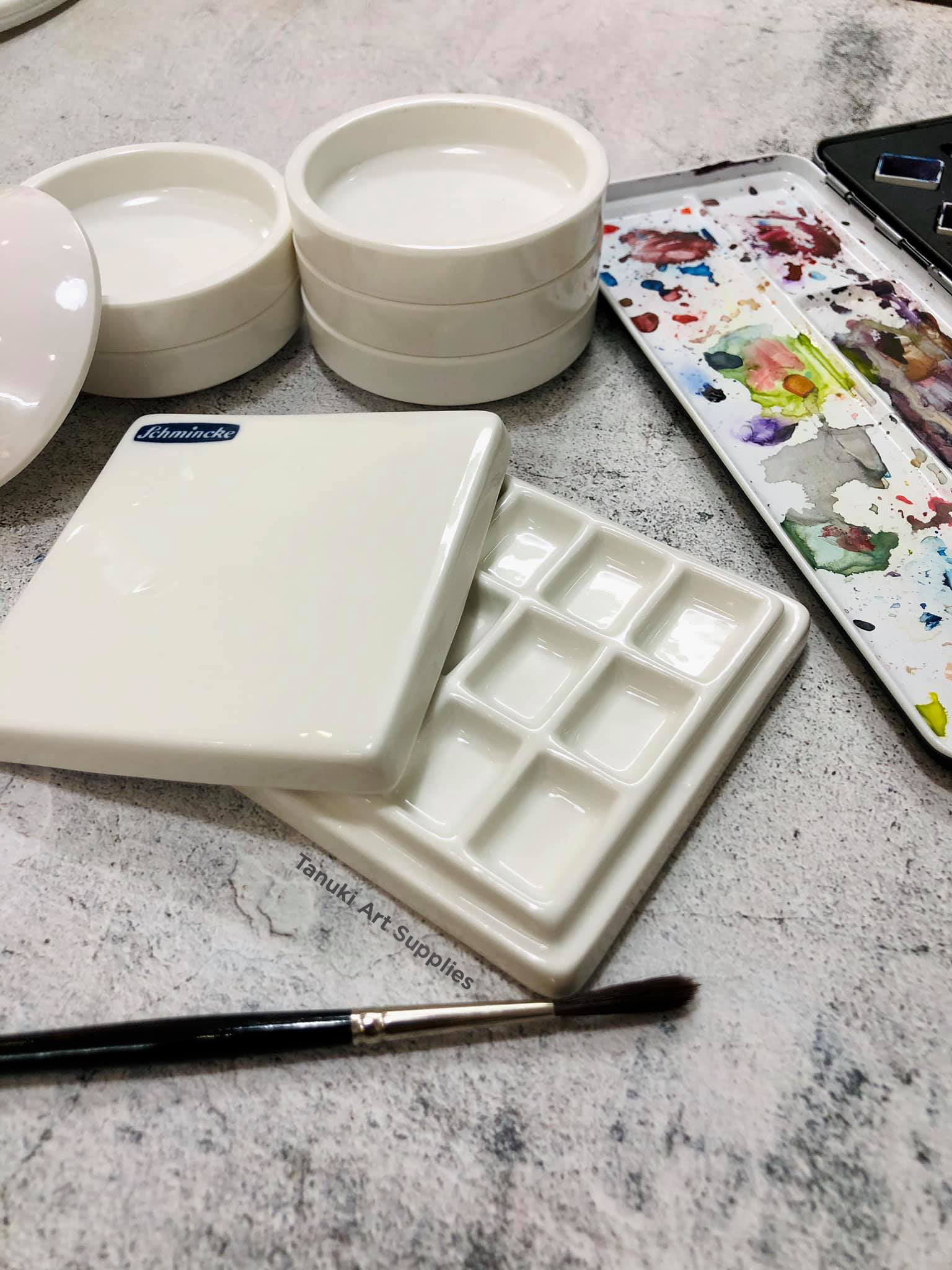 Palette sứ pha màu Schmincke 12 ô có kèm nắp