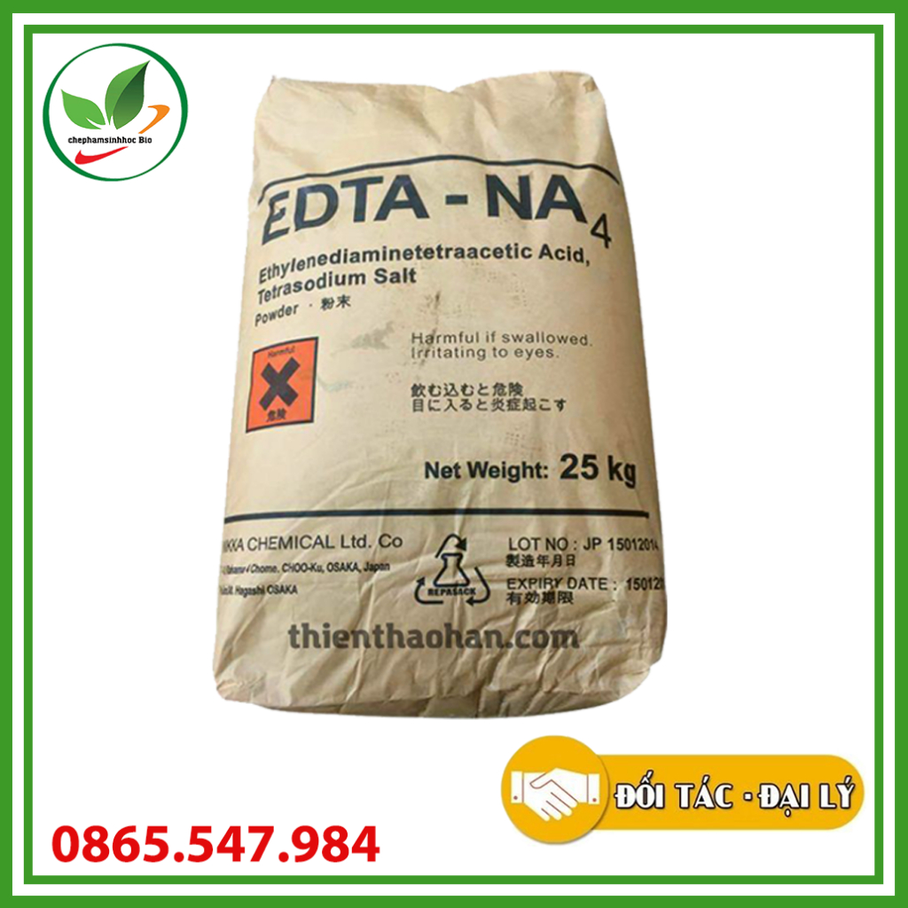 EDTA 4 Muối Na+. Khử kim loại nặng, khử phèn trong ao nuôi, xử lý nước thải. Bao 25kg