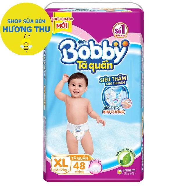 Tã/bỉm quần bobby size xl 48 miếng , rãnh thấm kim cương