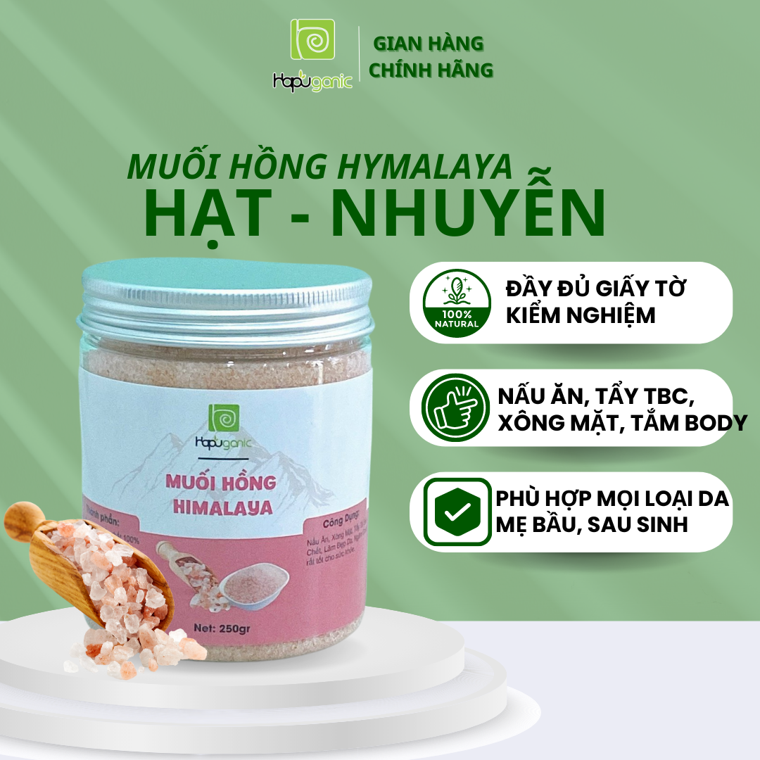 Muối Hồng Himalaya Hapu Organic Hộp 250g Dưỡng Da Sáng Mịn Muối Đa Hồng Triệu Năm Công Dụng Tuyệt Vời Cho Gia Đình Bạn